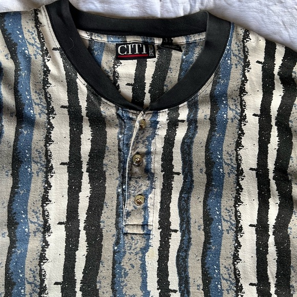 CITI Express Striped Blue and Black Men's Shirt Vintage Vibes  100% cotton - Picture 2 of 6